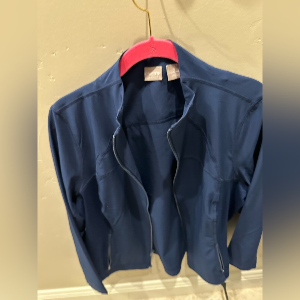 Chicos Zenergy Navy Blue Full Zip Lightweight Jacket